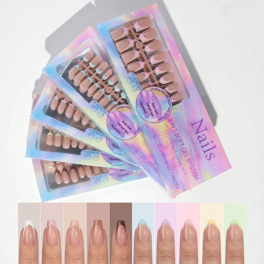Almond French False Nails